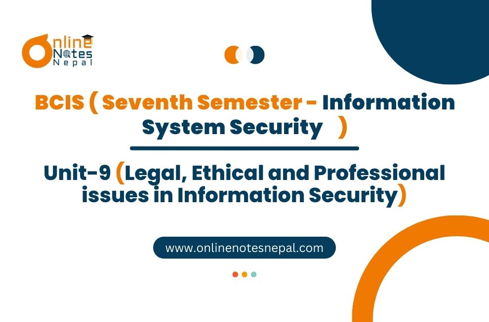 Unit IX: Legal, Ethical and Professional issues in Information Security